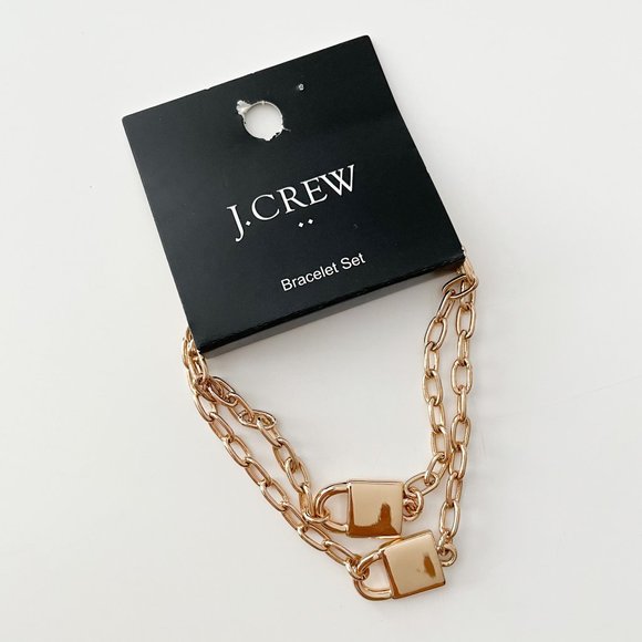 J. Crew Factory Lock Paperclip Link Bracelets Set-of-Two - Picture 1 of 2